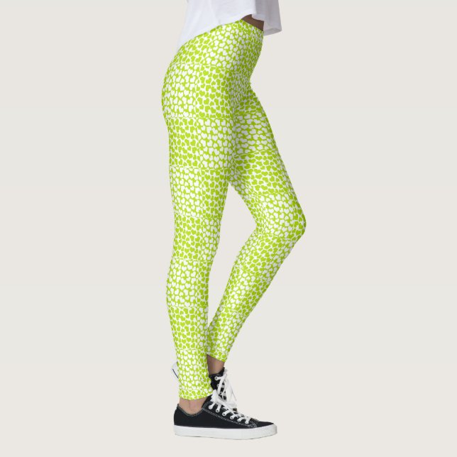 Leggings Amor a cuadros en verde lima y blanco  (Derecha)