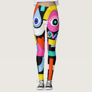 Leggings Amor abstracto, ojos: patrón colorido