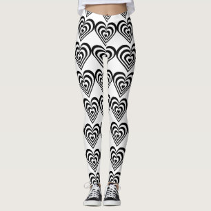Leggings amor blanco y negro de los corazones de la cebra