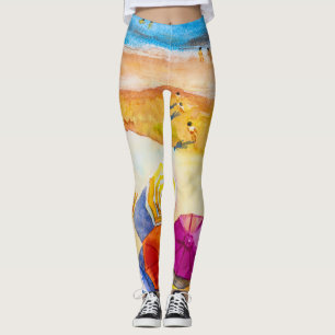 Leggings Amor de la capa marina: pintura de vacaciones de a