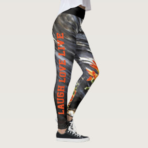Leggings Amor floral de la risa de la brocha india vivo