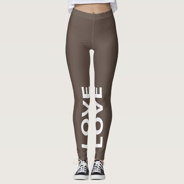Leggings Amor Marrón Monocromático Texto clásico (Anverso)