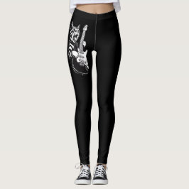 Leggings Amor por Música Genial | Gato de Rock Tocando Guit