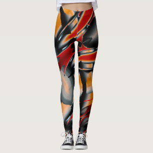 Leggings ampliación de pintura digital recortada en negro n
