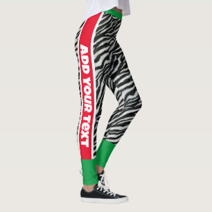 Leggings Añadir tu texto l Impresión animal l Verde rojo ne