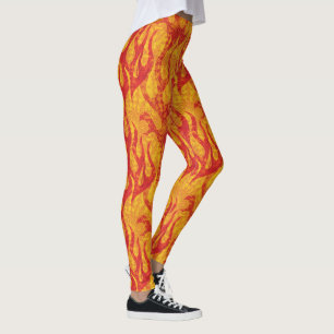Leggings Anaranjado y rojo flamea fractal
