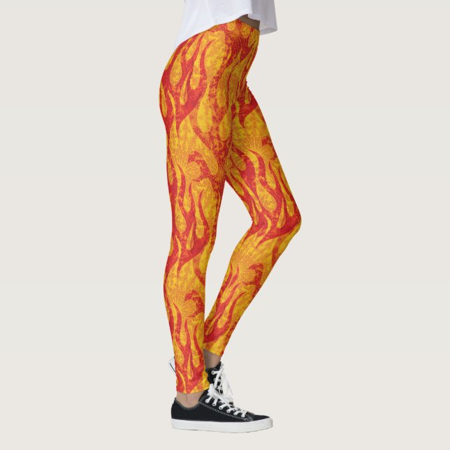 Leggings Anaranjado y rojo flamea fractal (Derecha)