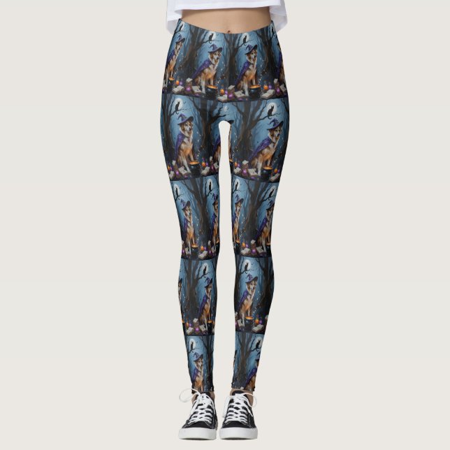 Leggings Anatolian Shepherd Whimsical Halloween Pintura (Anverso)