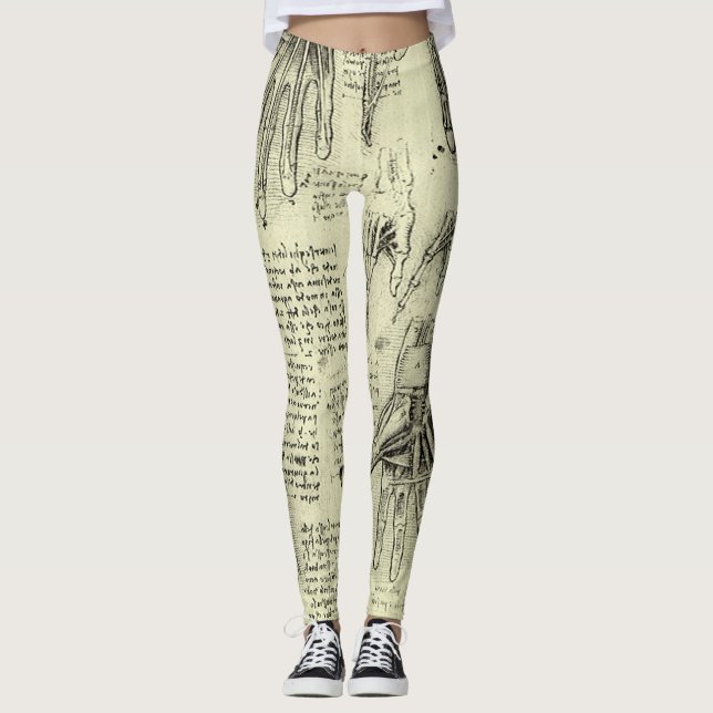 Leggings Anatomía de la mano humana de Leonardo da Vinci (Anverso)
