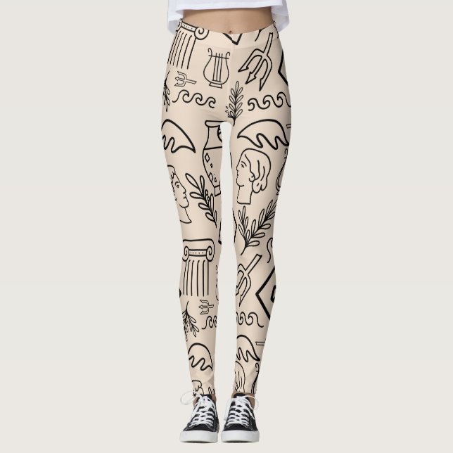 Leggings Ancient Greece Line Art Pattern (Anverso)
