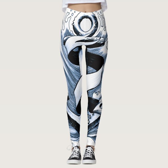 Leggings Anclaje azul del mar Náutico (Anverso)