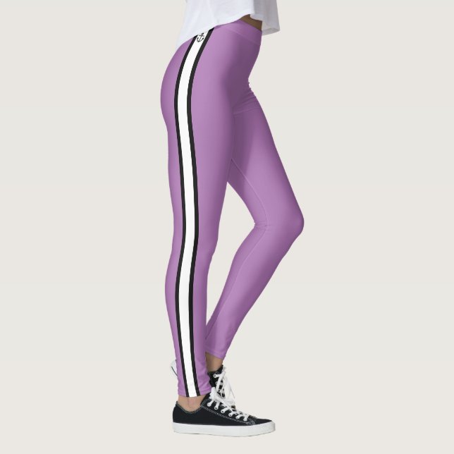 Leggings Anclaje negro Lavanda de tira blanca nautica (Derecha)