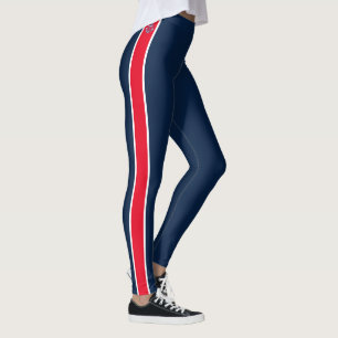 Leggings Anclaje rojo Nautical White Stripes Naval Azul Le