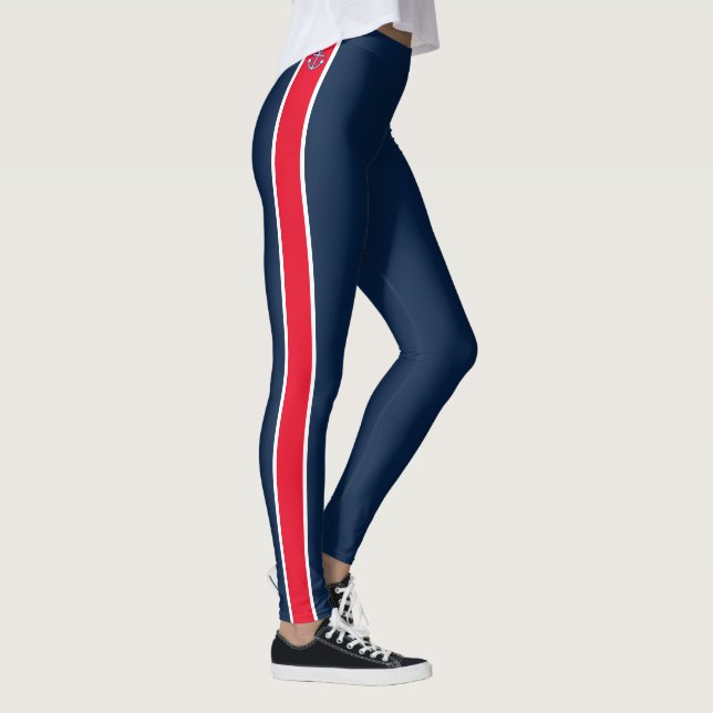 Leggings Anclaje rojo Nautical White Stripes Naval Azul Le (Derecha)