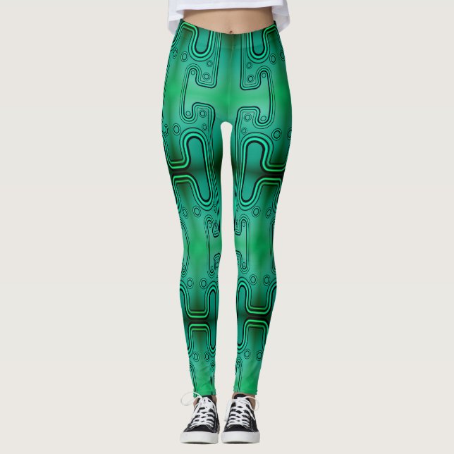 Leggings Android Mecánico Futurista Verde Eléctrico (Anverso)
