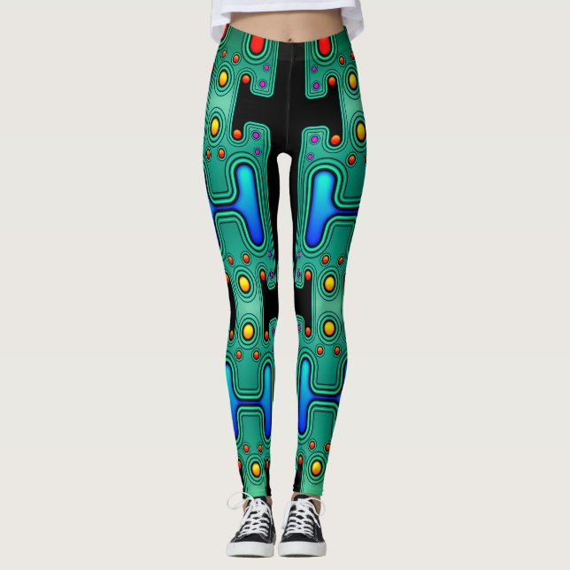 Leggings Android Robot Mecánico Futurista de Colores (Anverso)