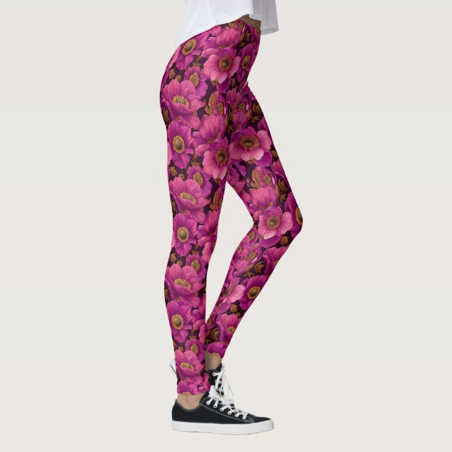 Leggings Anémonas de ejercicio rosadas tema de Damas de hon (Derecha)
