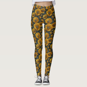 Leggings Anémonas de levantamiento de pesas amarillas regal