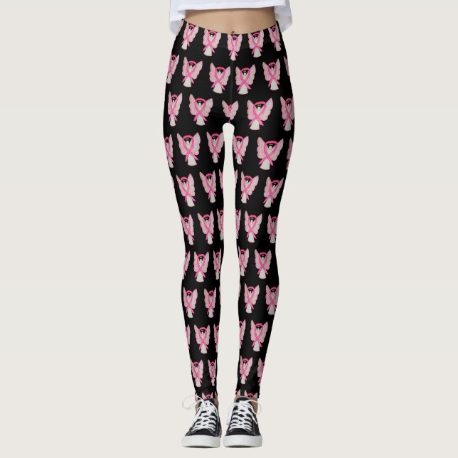 Leggings Angel Cinta de Concientización Rosa sobre (Anverso)