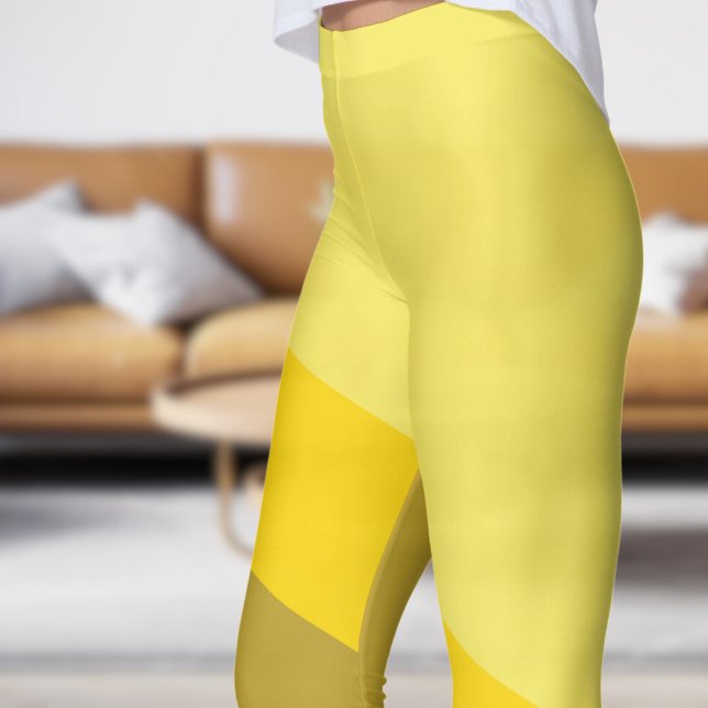 Leggings Ángulos amarillo moda y blanco (Chic Yellow and Tan Angles Leggings)