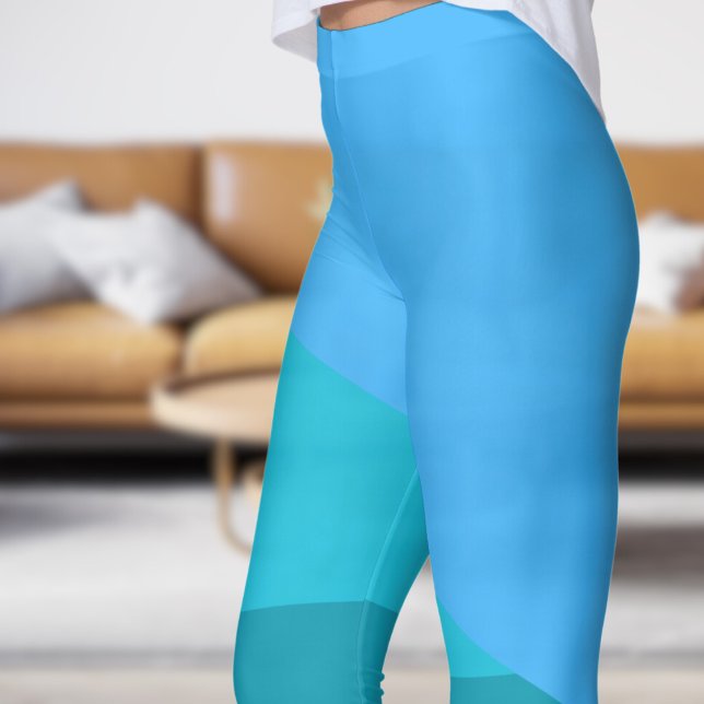 Leggings Ángulos verdes azules y azules de la moda (Chic Blue & Blue Green Angles Leggings)