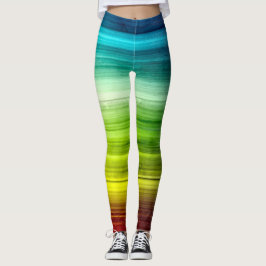 Leggings Anillos de arcoiris Tie Dye Madera Trama de pierna