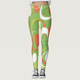 Leggings Anillos de Saturno verde y Naranja