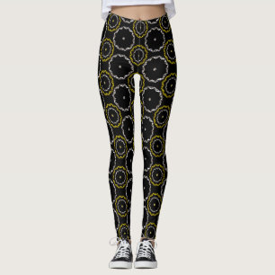 Leggings Anillos dorados y plateados Trama de puntos de pol