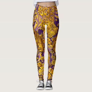 LEGGINGS ANIMAL FORESTAL, FOX, PEACOCK, GOLPE DE ORO PURPLE