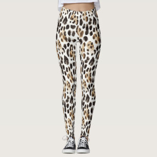 Leggings Animal Leopardo Negro Marrón Crema