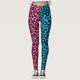 Leggings Animal rosa y leopardo azul