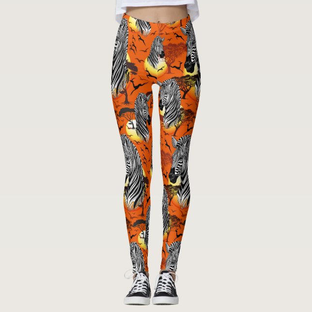 Leggings Animal silvestre de la sabana africana cebra (Anverso)