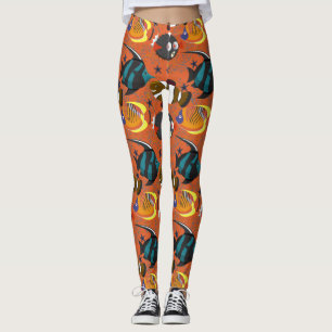 Leggings Animales acuáticos patrón   vida submarina del océ