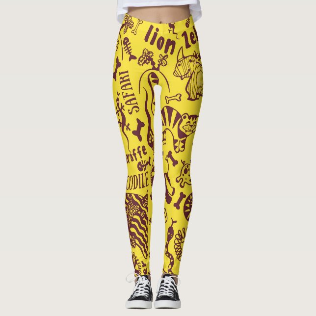 Leggings Animales africanos: Patrón cultural sin foco. (Anverso)