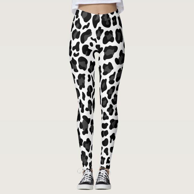 Leggings Animales blancos/negros Imprimir piernas de mujere (Anverso)