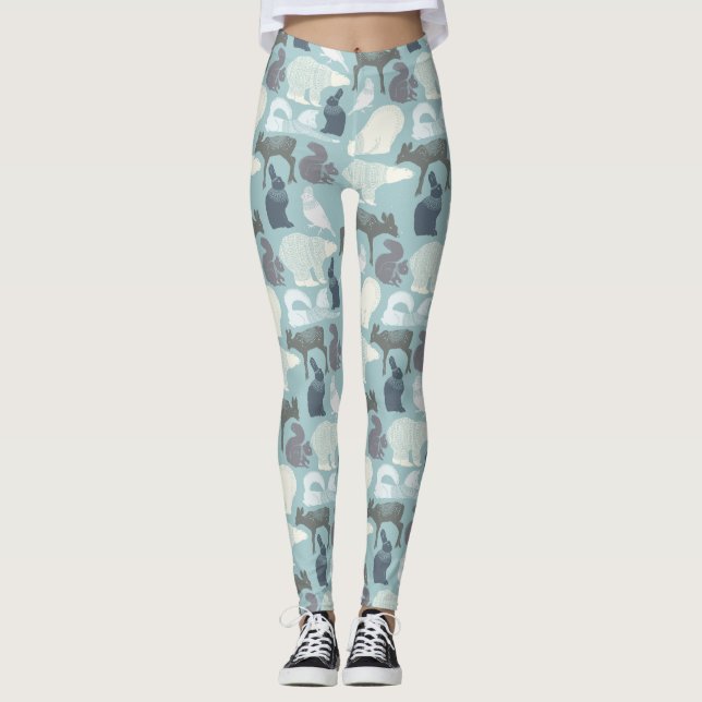 Leggings Animales de invierno: Piernas de oso polar (Anverso)