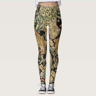 LEGGINGS ANIMALES FORESTALES, FOX, PEACOCK, CUIDADO EN FLOR