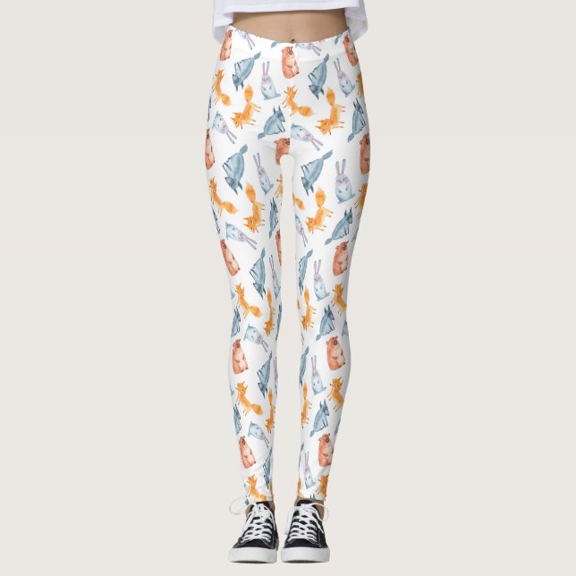 Leggings Animales forestales personalizados. Lobo, oso, zor (Anverso)