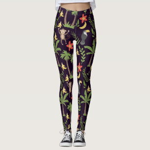 Leggings Animales tropicales de mono y macao sin costura