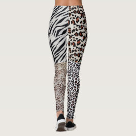 Leggings Animales únicos de leopardo mixto de cebra de impr