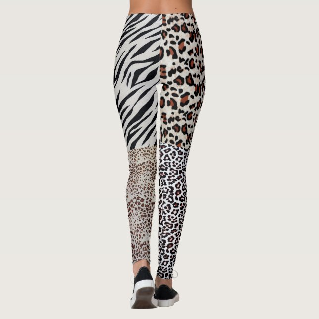 Leggings Animales únicos de leopardo mixto de cebra de impr (Reverso)