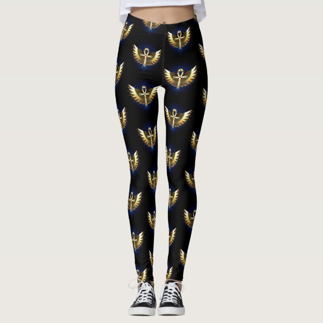 Leggings Ankh de oro con alas (Anverso)