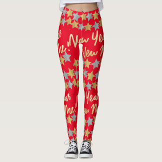 Leggings Año Nuevo, Feliz Año Nuevo 2022 Rojo festivo