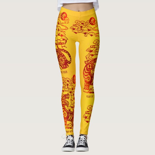 Leggings Año nuevo lunar chino con el amarillo del Relieve  (Anverso)