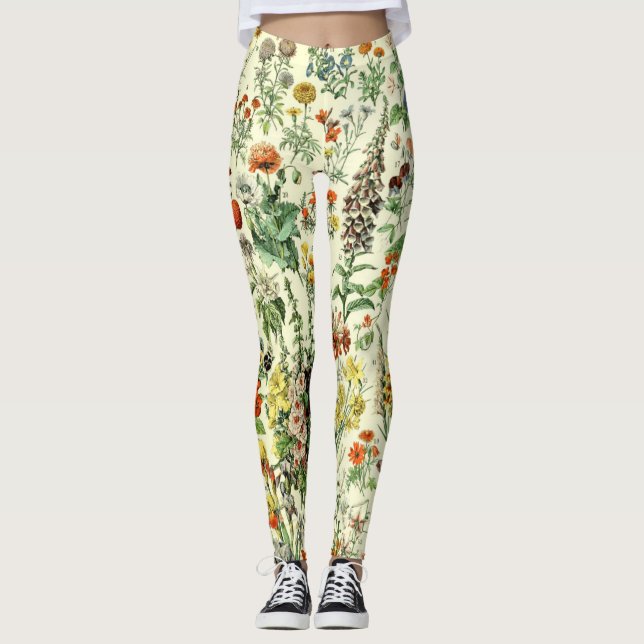 Leggings Antiguas piernas de Ilustracion botánico (Anverso)