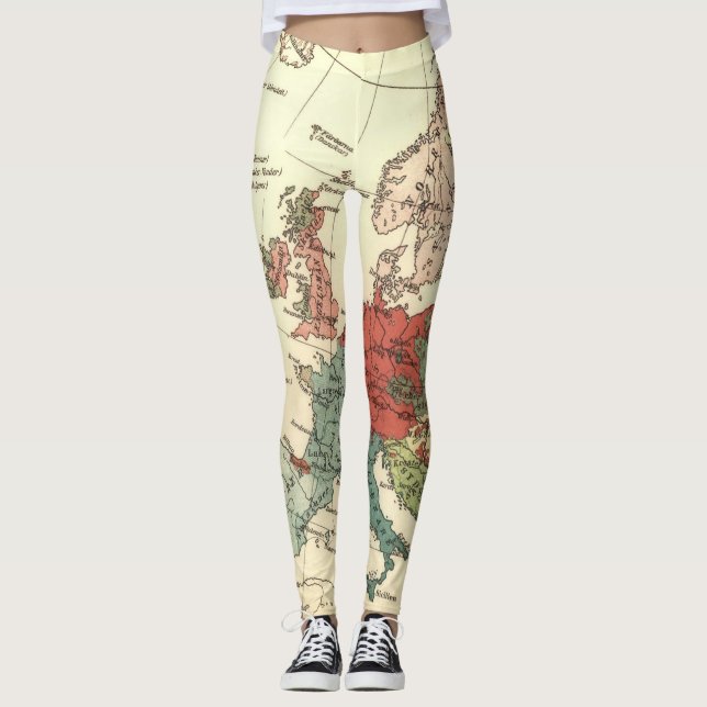 Leggings Antigüedad mundial de los países del mapa de Europ (Anverso)