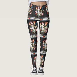Leggings Antiguo Arte de Tulipanes y Rosas Holandés de Boss