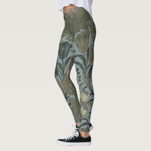Leggings Antiguo patrón floral victoriano salvia terracota