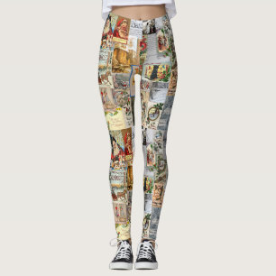 Leggings Antiguos Navidades victorianos Arte de Collage Eph