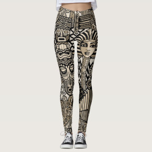 Leggings Antiguos Símbolos Históricos Estilo Tatuaje